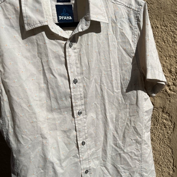 Men's PrAna Button-Down Shirt Multicolor Geometric  M Cotton Hippy BOHO City - Picture 12 of 12